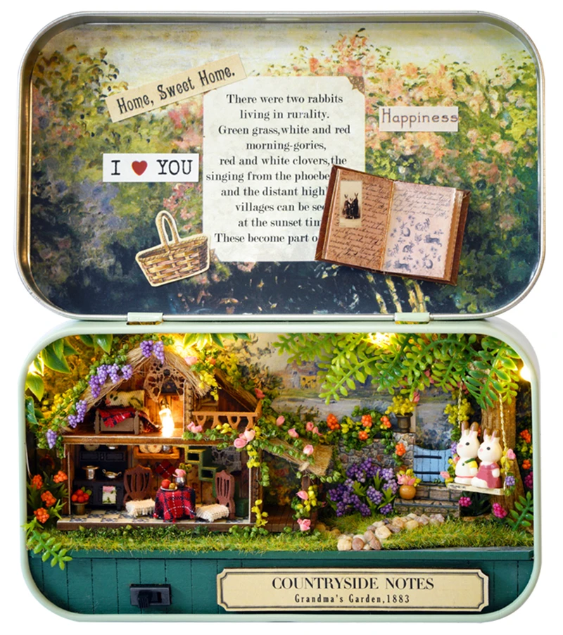 CUTEBEE Japanese Box Theatre Diy Dollhouse Kit Furniture Miniature Doll House Lighting Toys For Children Couple Birthday Gift