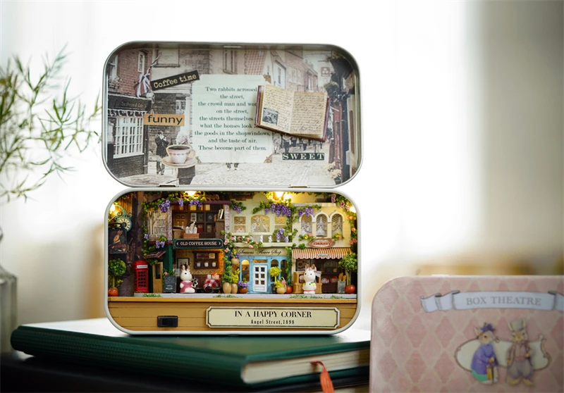 CUTEBEE Japanese Box Theatre Diy Dollhouse Kit Furniture Miniature Doll House Lighting Toys For Children Couple Birthday Gift