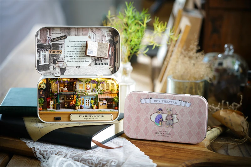 CUTEBEE Japanese Box Theatre Diy Dollhouse Kit Furniture Miniature Doll House Lighting Toys For Children Couple Birthday Gift