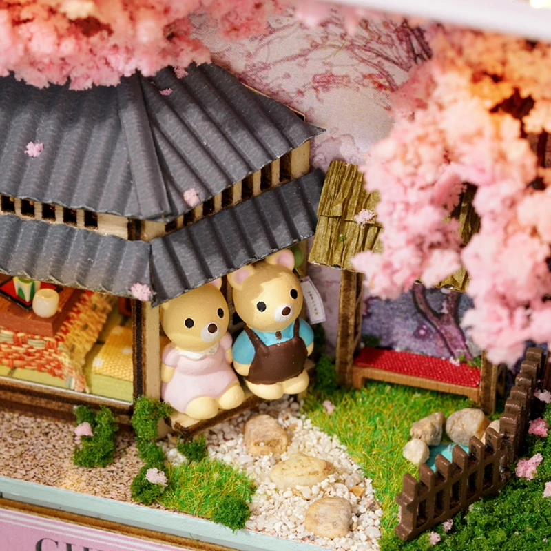 CUTEBEE Japanese Box Theatre Diy Dollhouse Kit Furniture Miniature Doll House Lighting Toys For Children Couple Birthday Gift