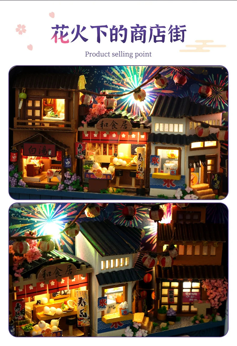 CUTEBEE Japanese Box Theatre Diy Dollhouse Kit Furniture Miniature Doll House Lighting Toys For Children Couple Birthday Gift