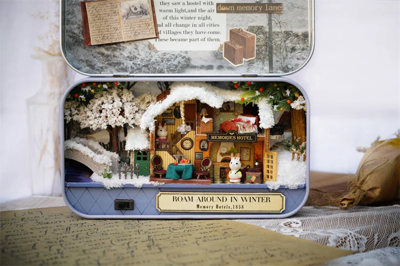 CUTEBEE Japanese Box Theatre Diy Dollhouse Kit Furniture Miniature Doll House Lighting Toys For Children Couple Birthday Gift