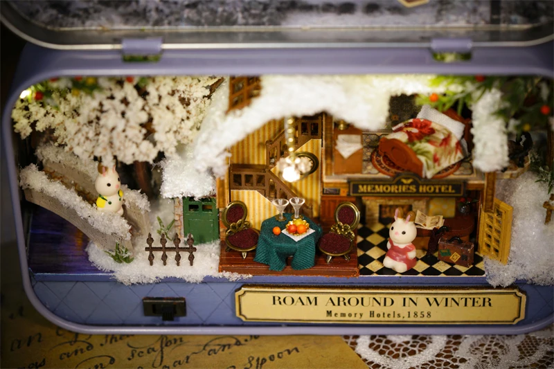 CUTEBEE Japanese Box Theatre Diy Dollhouse Kit Furniture Miniature Doll House Lighting Toys For Children Couple Birthday Gift