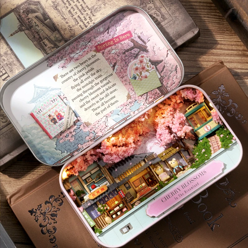 CUTEBEE Japanese Box Theatre Diy Dollhouse Kit Furniture Miniature Doll House Lighting Toys For Children Couple Birthday Gift