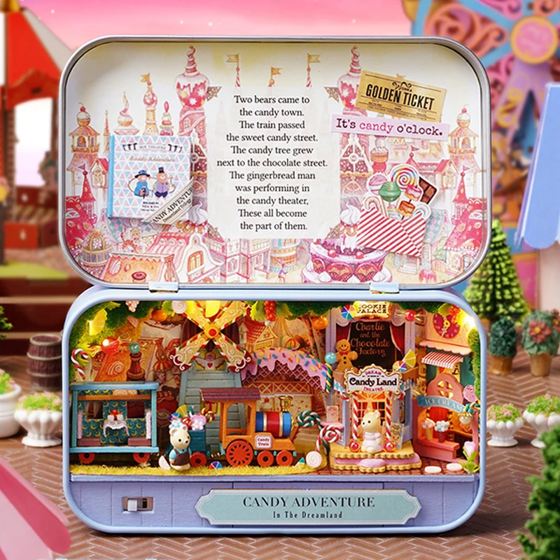 CUTEBEE Japanese Box Theatre Diy Dollhouse Kit Furniture Miniature Doll House Lighting Toys For Children Couple Birthday Gift