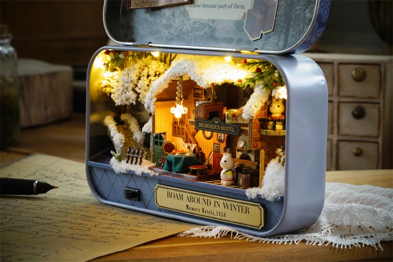 CUTEBEE Japanese Box Theatre Diy Dollhouse Kit Furniture Miniature Doll House Lighting Toys For Children Couple Birthday Gift