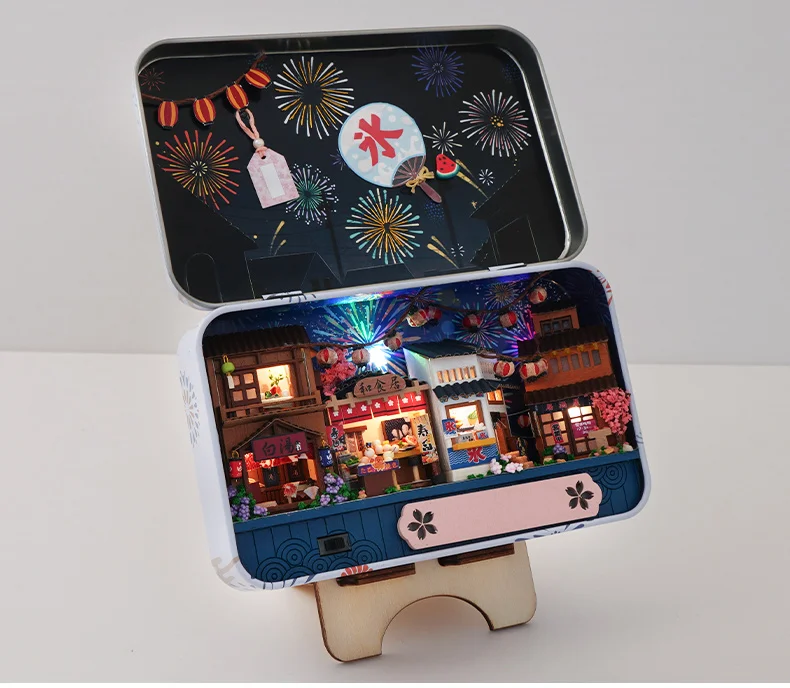 CUTEBEE Japanese Box Theatre Diy Dollhouse Kit Furniture Miniature Doll House Lighting Toys For Children Couple Birthday Gift
