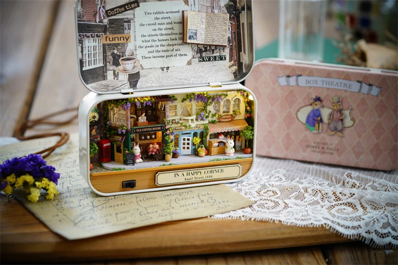 CUTEBEE Japanese Box Theatre Diy Dollhouse Kit Furniture Miniature Doll House Lighting Toys For Children Couple Birthday Gift