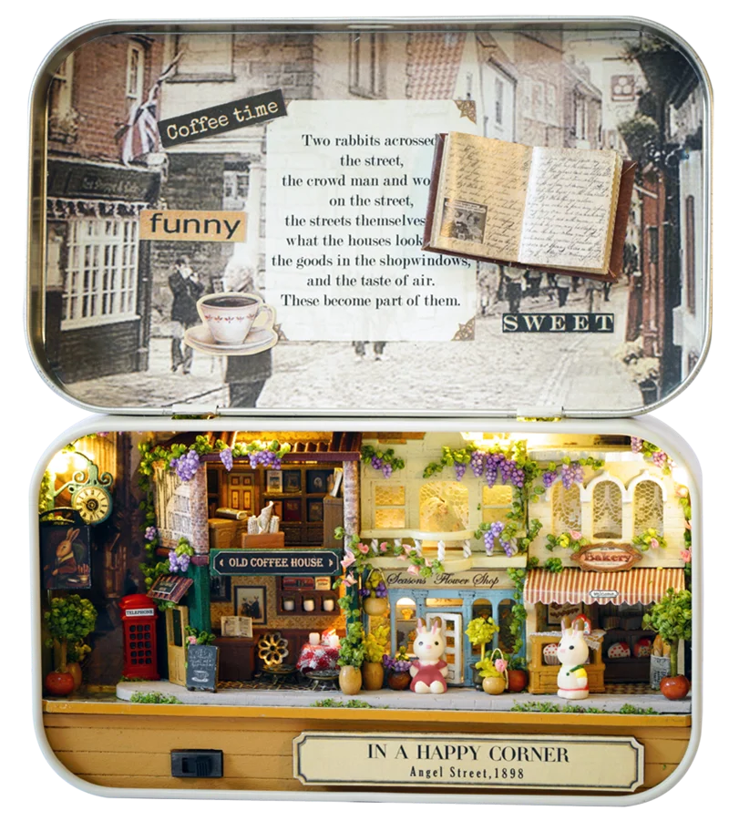 CUTEBEE Japanese Box Theatre Diy Dollhouse Kit Furniture Miniature Doll House Lighting Toys For Children Couple Birthday Gift
