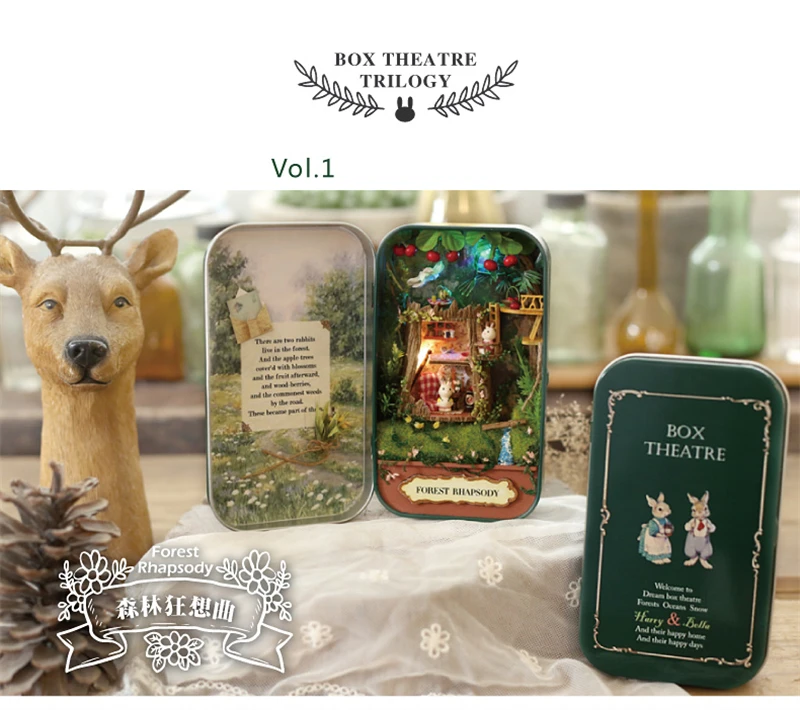 CUTEBEE Japanese Box Theatre Diy Dollhouse Kit Furniture Miniature Doll House Lighting Toys For Children Couple Birthday Gift