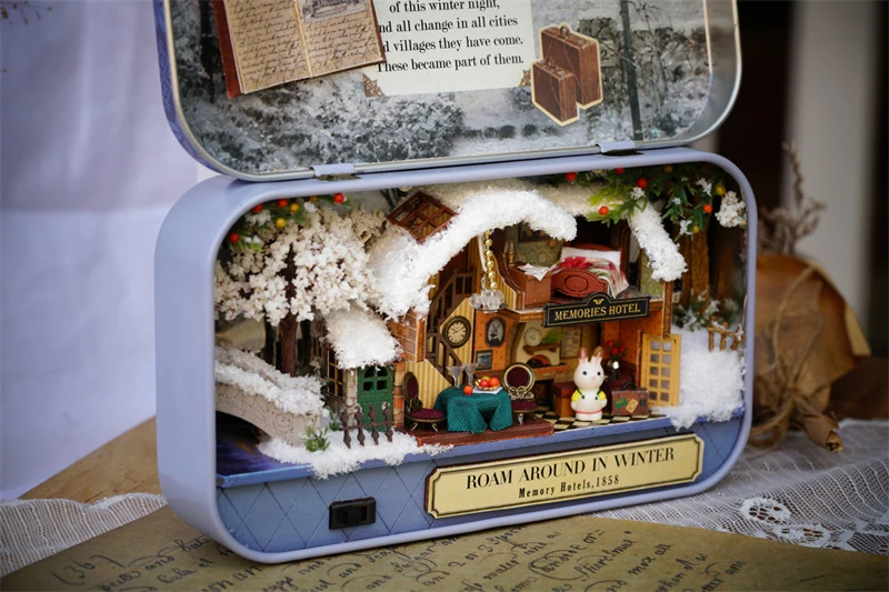 CUTEBEE Japanese Box Theatre Diy Dollhouse Kit Furniture Miniature Doll House Lighting Toys For Children Couple Birthday Gift