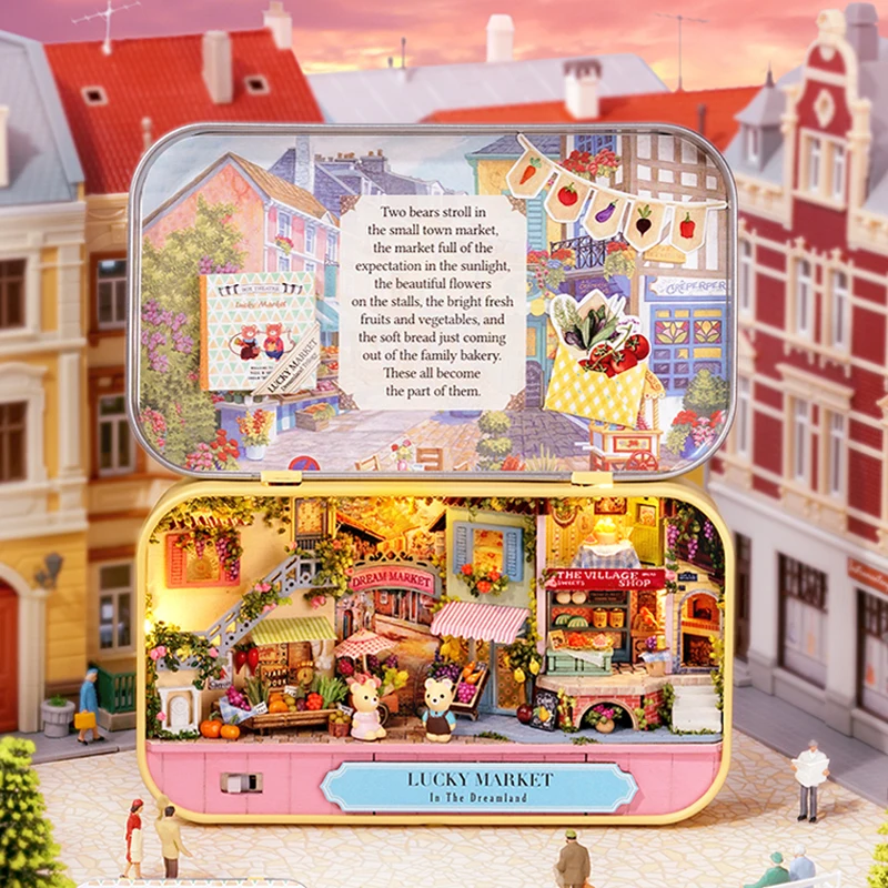 CUTEBEE Japanese Box Theatre Diy Dollhouse Kit Furniture Miniature Doll House Lighting Toys For Children Couple Birthday Gift