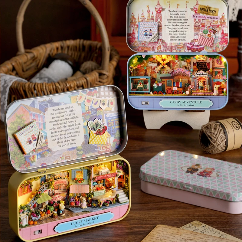 CUTEBEE Japanese Box Theatre Diy Dollhouse Kit Furniture Miniature Doll House Lighting Toys For Children Couple Birthday Gift