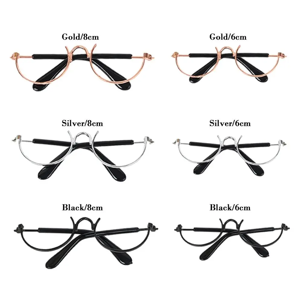 1pc Miniature Cool Eyewear For Plush Stuffed Doll Accessories Lensless Retro Metal Round Half Frame Glasses 6cm 8cm