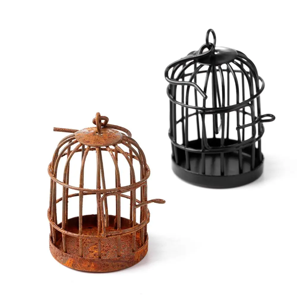1:6 1:12 Micro Landscape Dollhouse Miniature Furniture Metal Bird Cage For Dollhouse Decor Dollhouse Birdcage Home Decoration