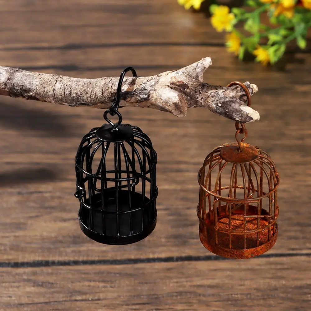 1:6 1:12 Micro Landscape Dollhouse Miniature Furniture Metal Bird Cage For Dollhouse Decor Dollhouse Birdcage Home Decoration