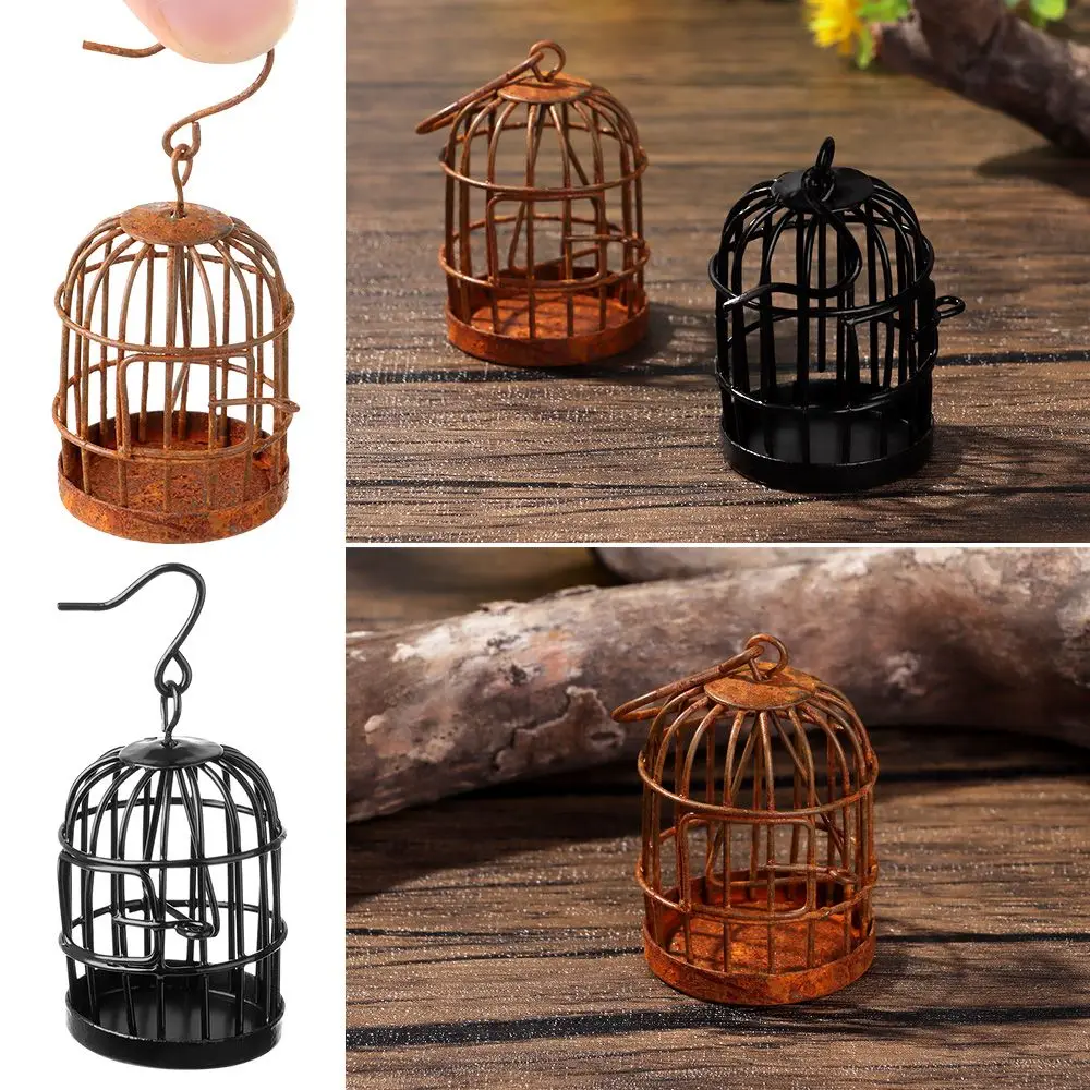 1:6 1:12 Micro Landscape Dollhouse Miniature Furniture Metal Bird Cage For Dollhouse Decor Dollhouse Birdcage Home Decoration