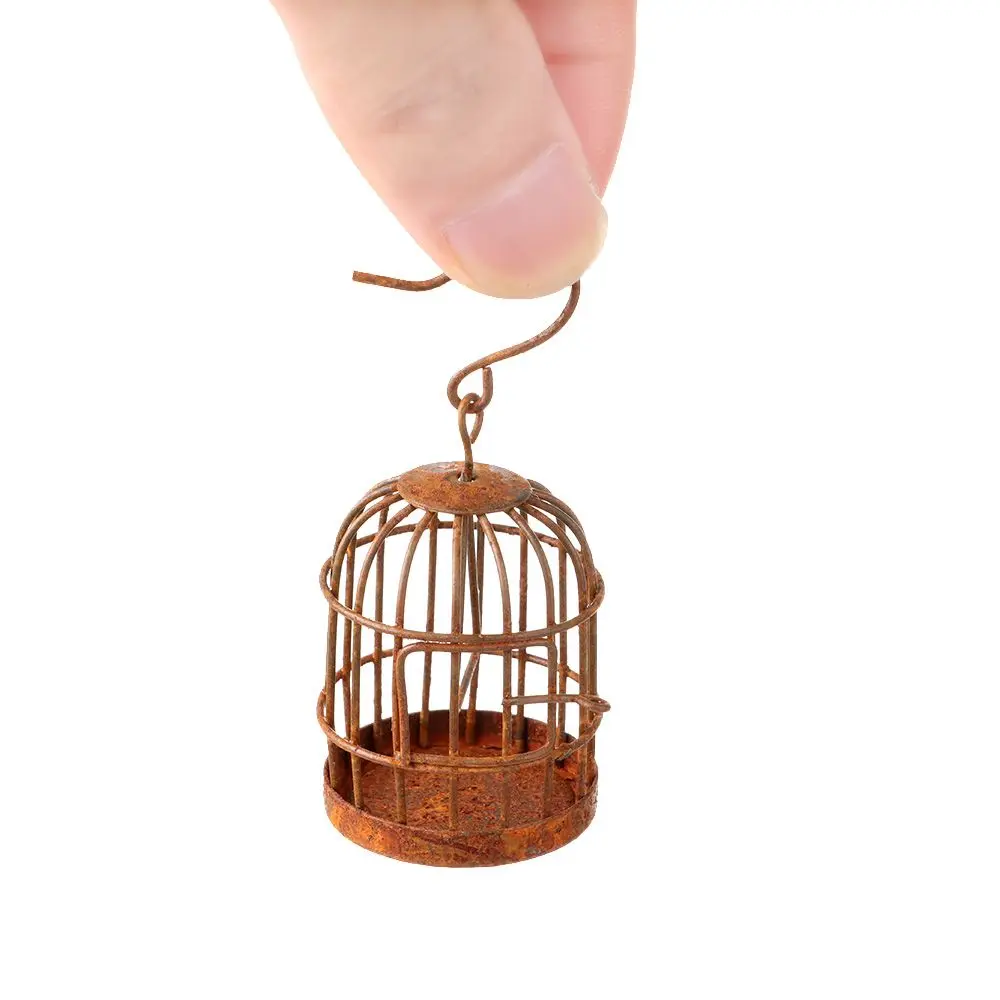 1:6 1:12 Micro Landscape Dollhouse Miniature Furniture Metal Bird Cage For Dollhouse Decor Dollhouse Birdcage Home Decoration