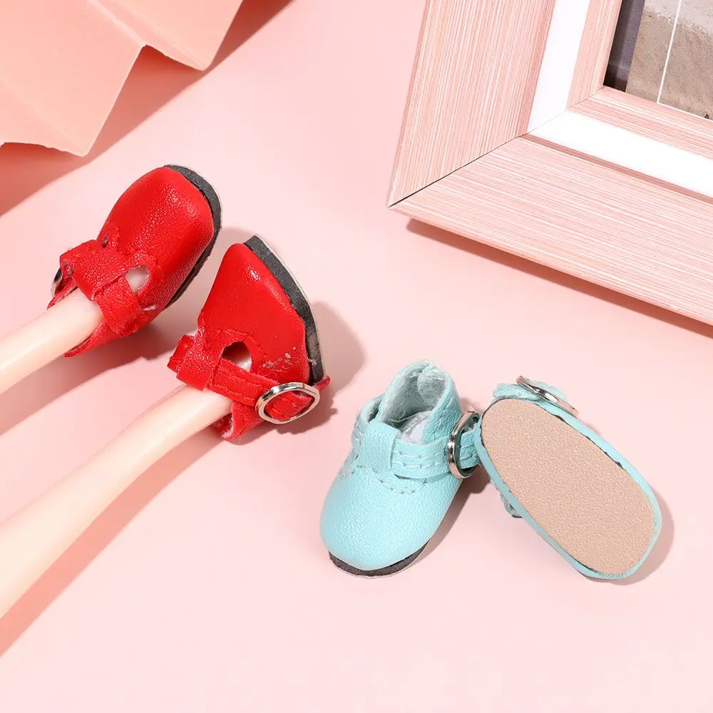 2.8*1.2cm Multicolor Doll Shoes for 1/6 Blythes Doll Mini PU Leather Sandals Toy Princess Doll Wear Shoes Doll Accessories