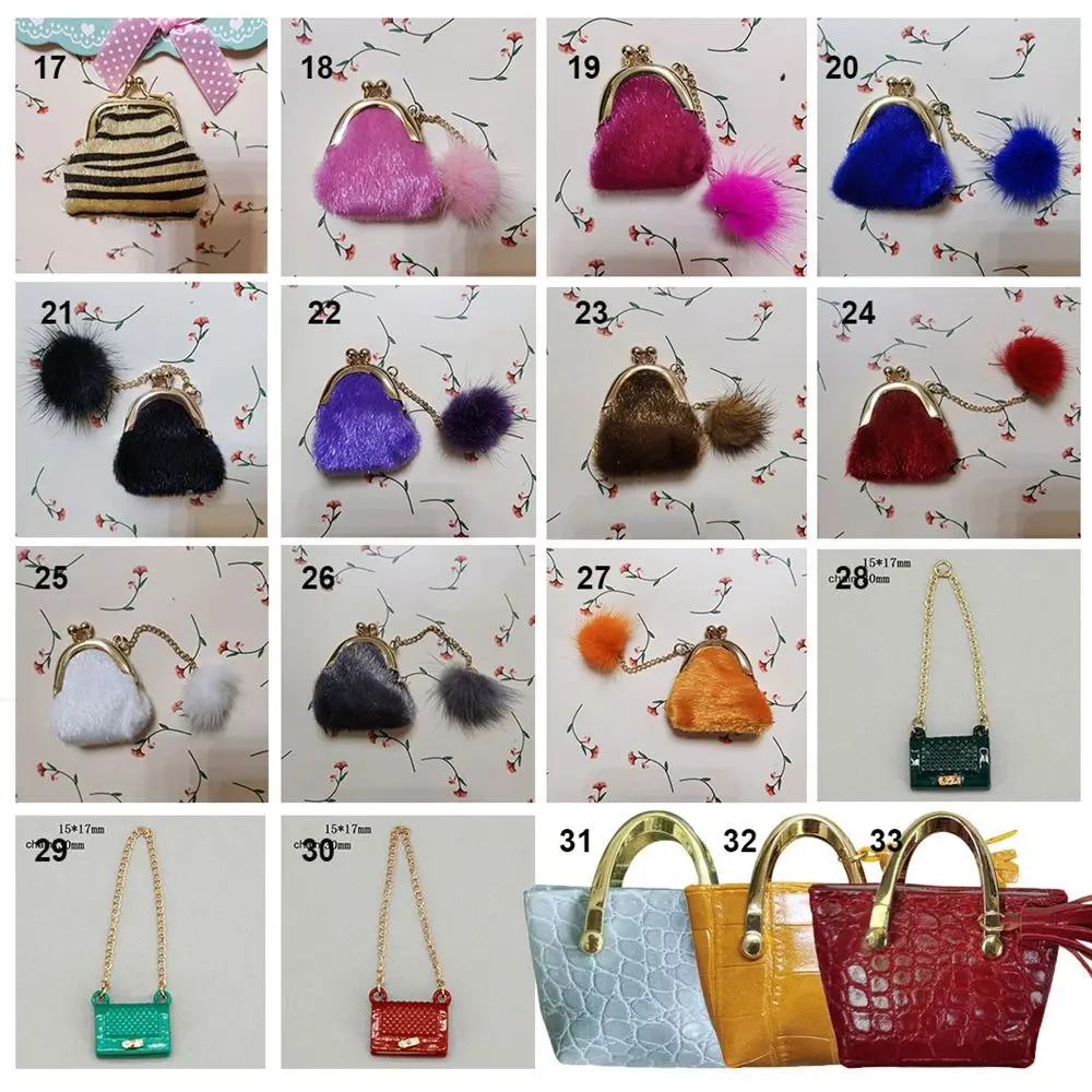 Fashion Miniature Handbag Lady Leather Purse Shoulder Bag For 1/6 BJD Dolls Outfits Accessories Dollhouse Girls Gift Toys