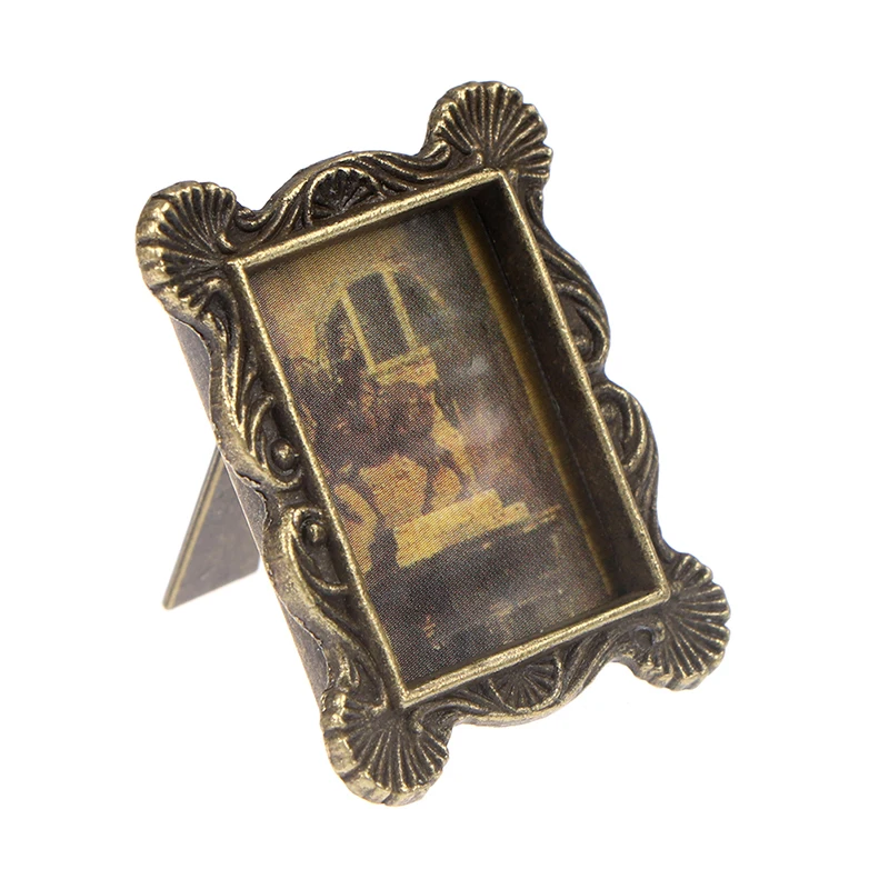 Furniture Toys 1:12 Dollhouse Picture Frame Miniature European Vintage Photo Frame for Dollhouse Accessories Cute