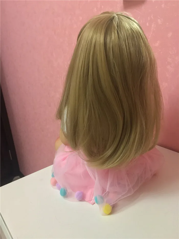 Latest Golden Sticked Hair Wig for 22inch Reborn Doll Long Strainght hair for 48-55cm Silicone Reborn Baby Dolls Hair Wig DIY