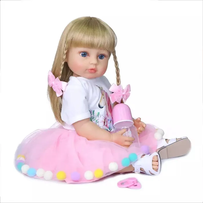 Latest Golden Sticked Hair Wig for 22inch Reborn Doll Long Strainght hair for 48-55cm Silicone Reborn Baby Dolls Hair Wig DIY