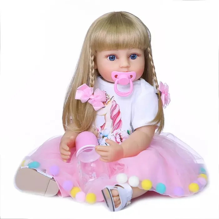 Latest Golden Sticked Hair Wig for 22inch Reborn Doll Long Strainght hair for 48-55cm Silicone Reborn Baby Dolls Hair Wig DIY