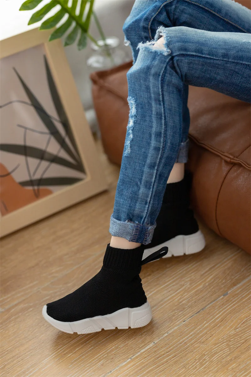 BJD/SD Doll Shoes Toys High-top Knitted Upper Cute Casual Black White Thick Soft-soled High boots 1/3 1/4 Gifts Doll Accessories