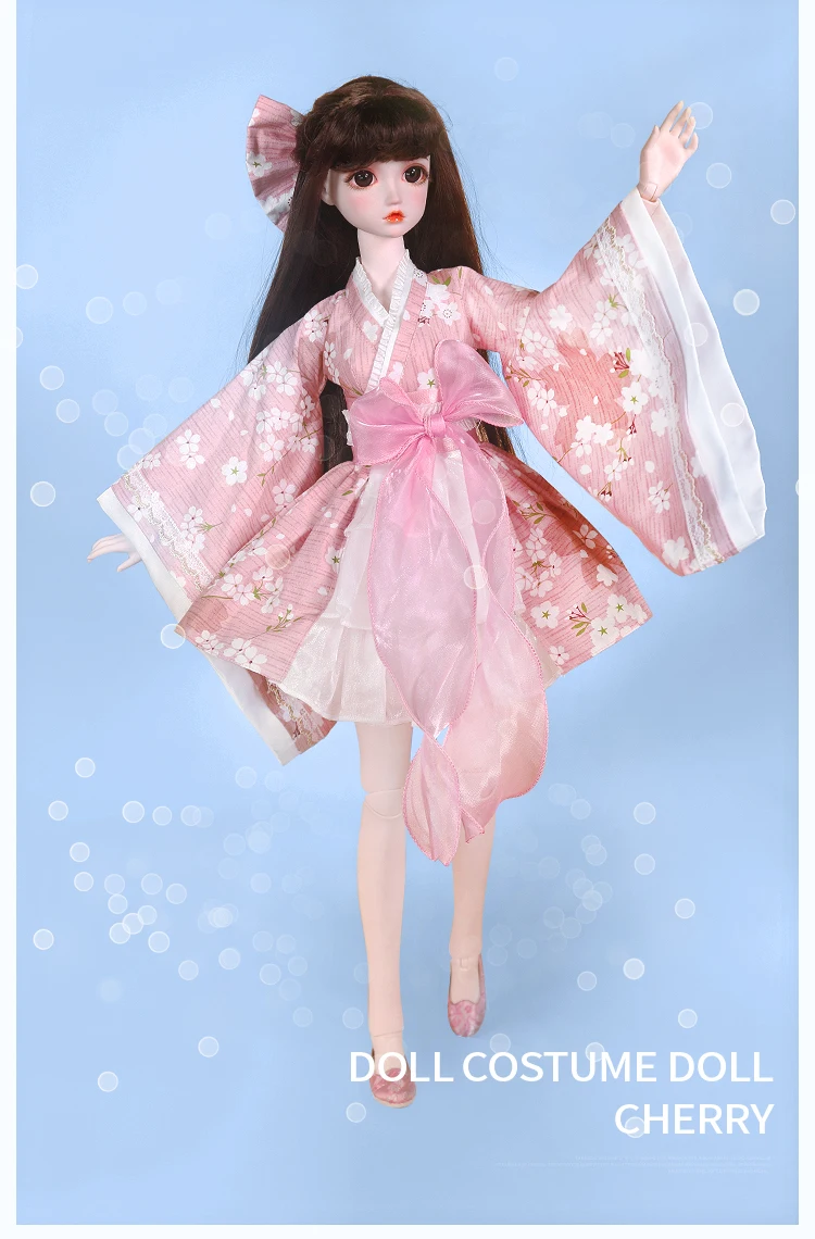 DBS Outfits For 1/3 BJD White Lace Dress Socks Pink Kimono Purple Skirt Clothes Anime Girls For SD DBS 62cm Doll