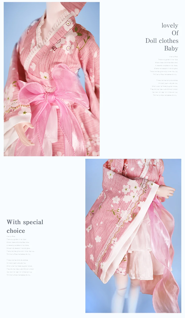 DBS Outfits For 1/3 BJD White Lace Dress Socks Pink Kimono Purple Skirt Clothes Anime Girls For SD DBS 62cm Doll