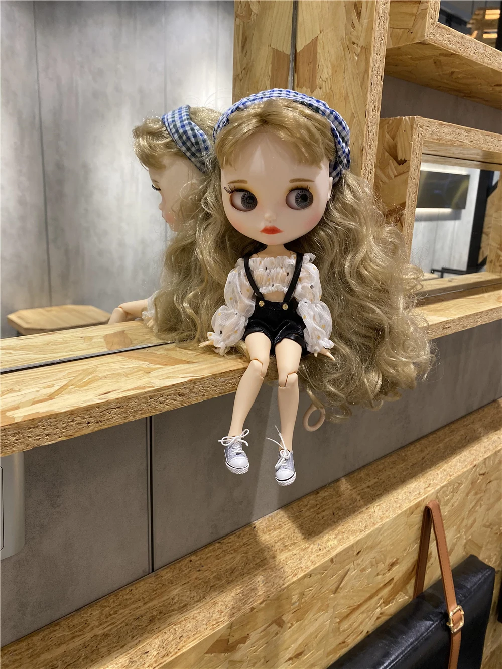 ICY DBS Blyth Doll outfit dress dress white shirt black pants red bow toy clothes