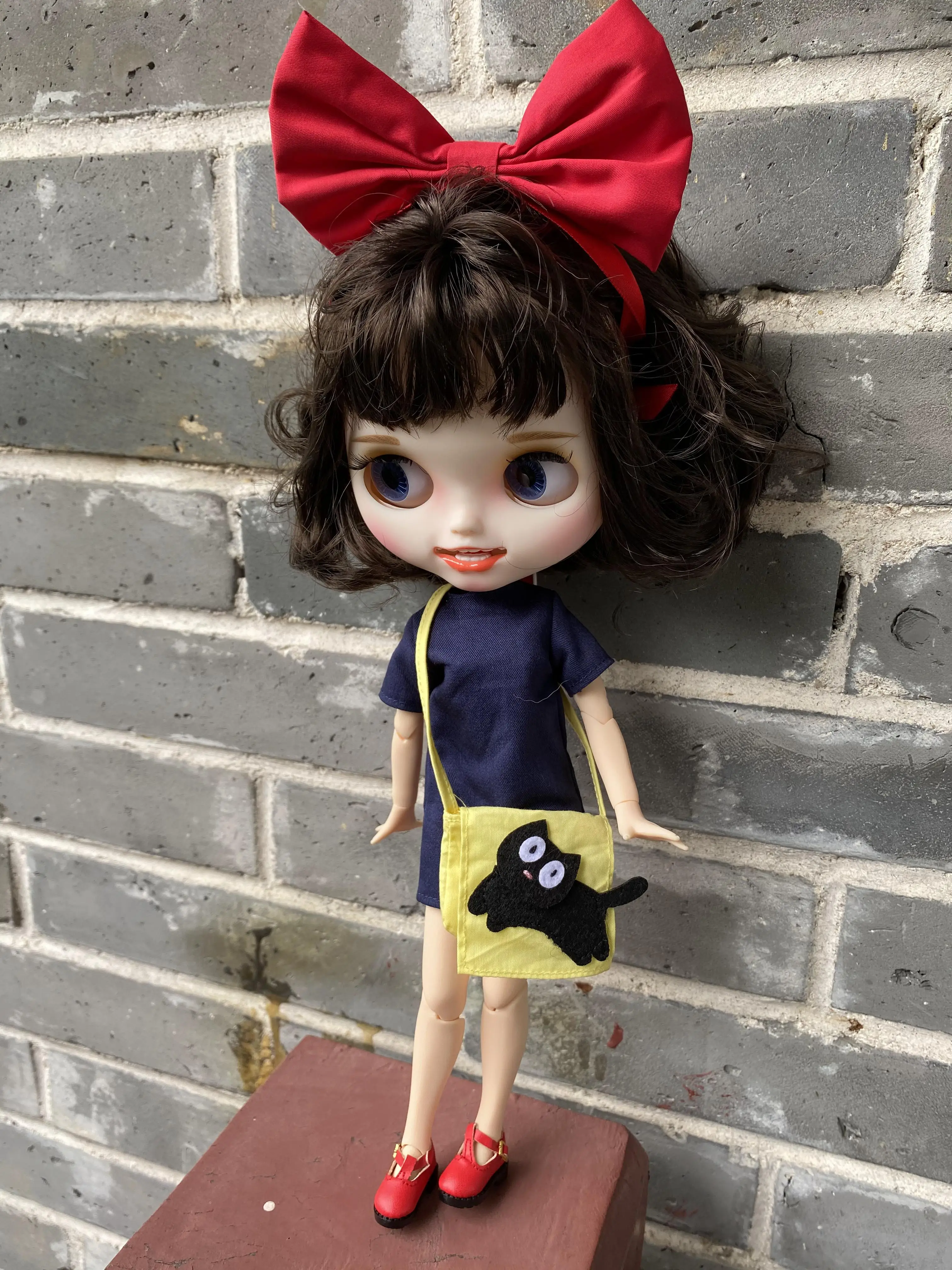 ICY DBS Blyth Doll outfit dress dress white shirt black pants red bow toy clothes