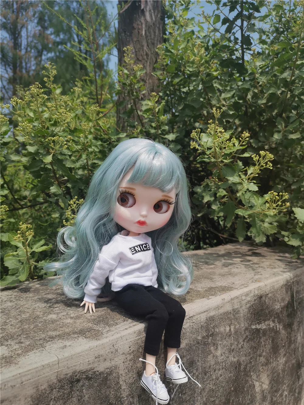 ICY DBS Blyth Doll outfit dress dress white shirt black pants red bow toy clothes