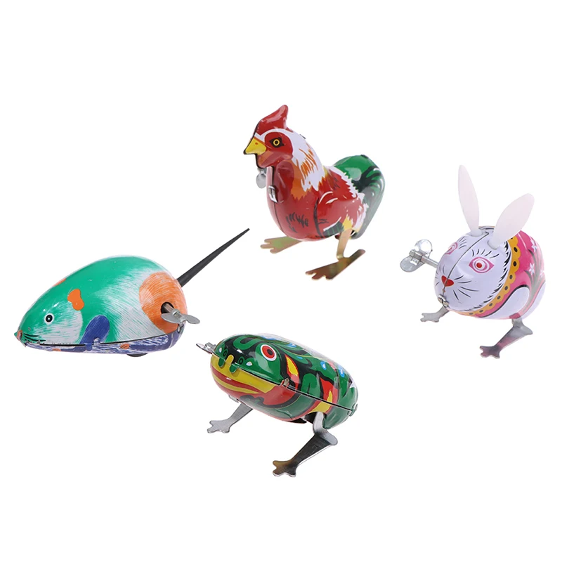Kids Classic Iron Wind Up Toy Frog Rabbit Rooster Mouse Action Figures Toy For Children Kids Classic Toy
