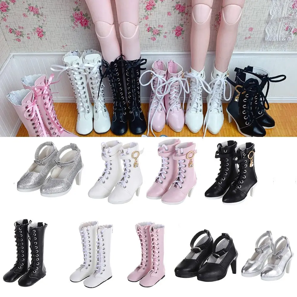 1Pair 7.8CM Mini PU Leather Boots Shoes for 1/3 BJD Doll Toy Accessories Handmade Cute Doll Shoes Child Toys Birthday Gifts
