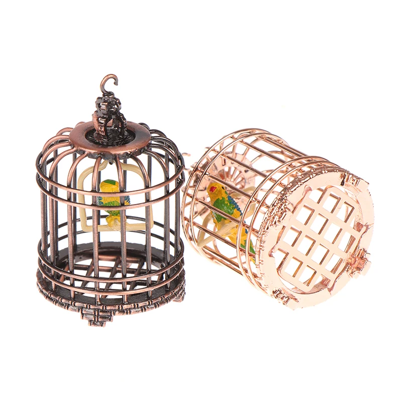 Micro Landscape Dollhouse Miniature Furniture Metal Bird Cage For Dollhouse Decor Dollhouse Birdcage Home Decoration