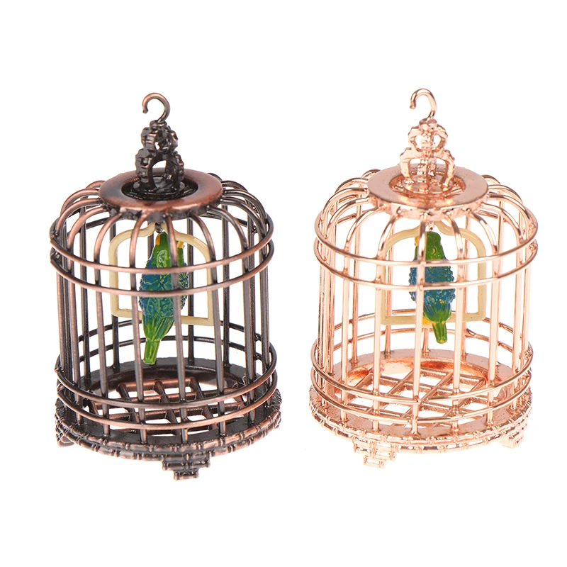 Micro Landscape Dollhouse Miniature Furniture Metal Bird Cage For Dollhouse Decor Dollhouse Birdcage Home Decoration