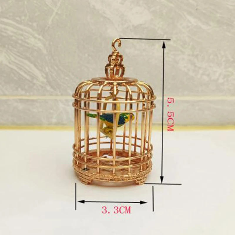 Micro Landscape Dollhouse Miniature Furniture Metal Bird Cage For Dollhouse Decor Dollhouse Birdcage Home Decoration