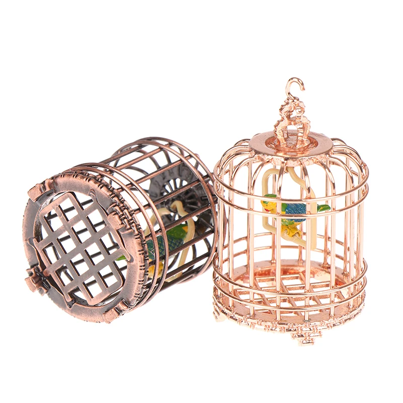 Micro Landscape Dollhouse Miniature Furniture Metal Bird Cage For Dollhouse Decor Dollhouse Birdcage Home Decoration