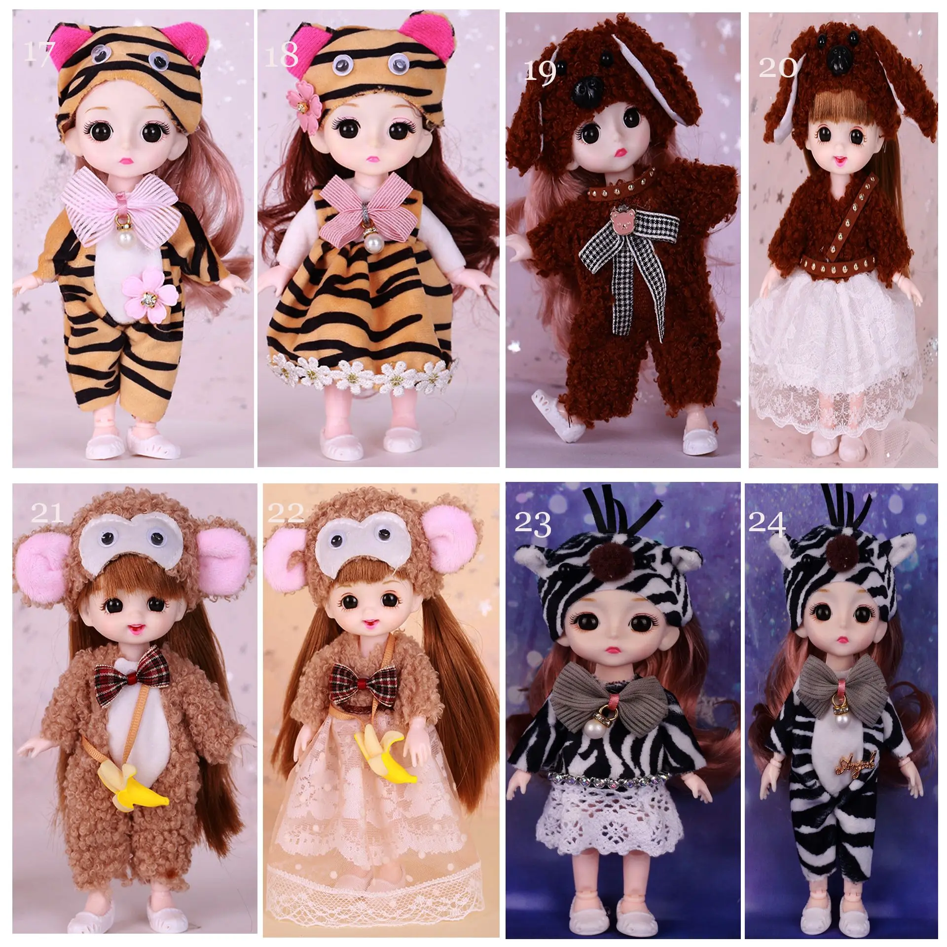 Cute Lace Doll Dress Top Jumpsuit Cartoon Animals Miniature Hat Suit For Ob11 16~17cm Doll Clothes Accessories