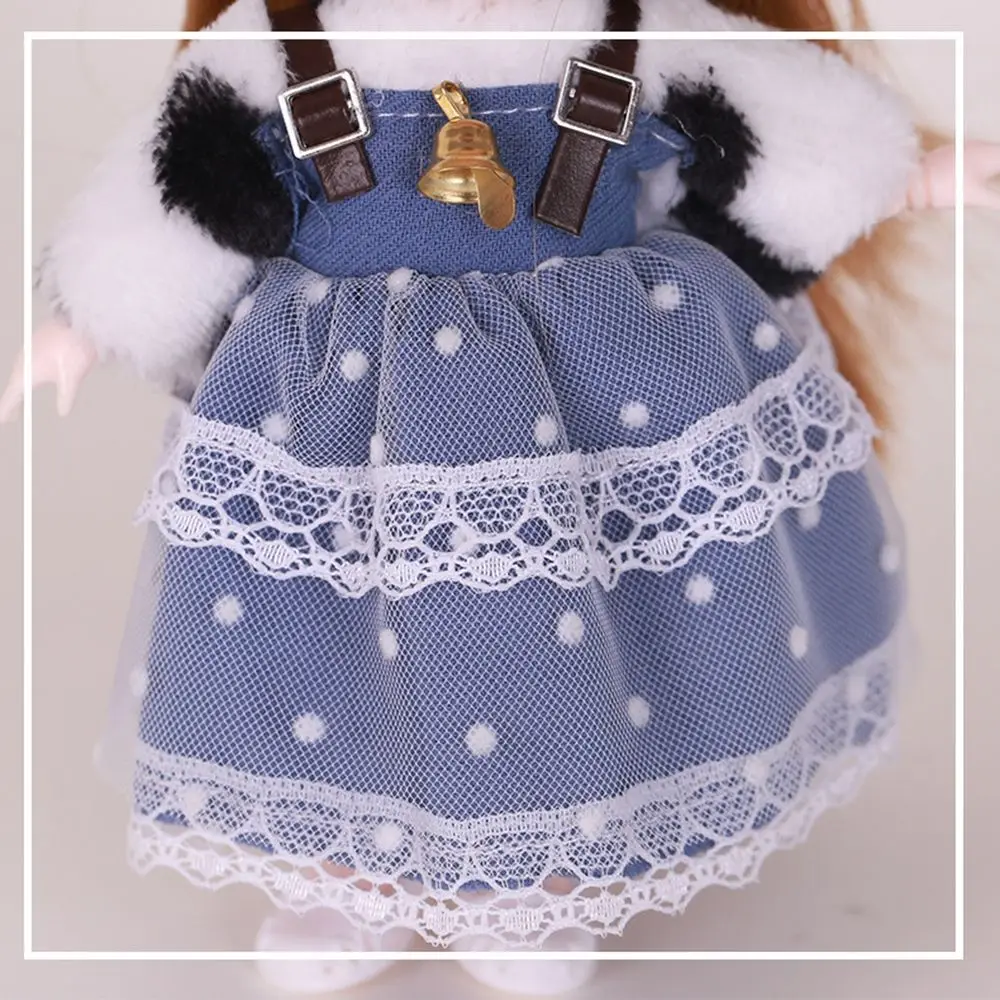 Cute Lace Doll Dress Top Jumpsuit Cartoon Animals Miniature Hat Suit For Ob11 16~17cm Doll Clothes Accessories