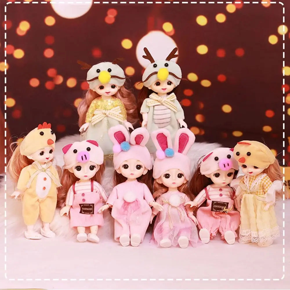 Cute Lace Doll Dress Top Jumpsuit Cartoon Animals Miniature Hat Suit For Ob11 16~17cm Doll Clothes Accessories
