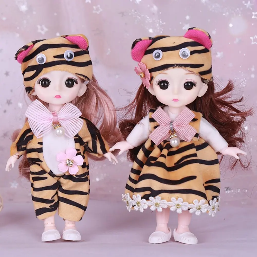 Cute Lace Doll Dress Top Jumpsuit Cartoon Animals Miniature Hat Suit For Ob11 16~17cm Doll Clothes Accessories