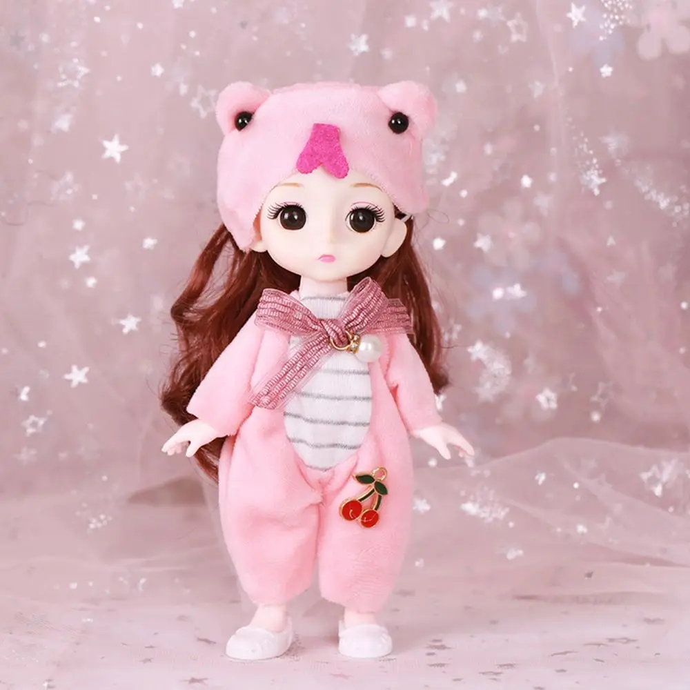 Cute Lace Doll Dress Top Jumpsuit Cartoon Animals Miniature Hat Suit For Ob11 16~17cm Doll Clothes Accessories