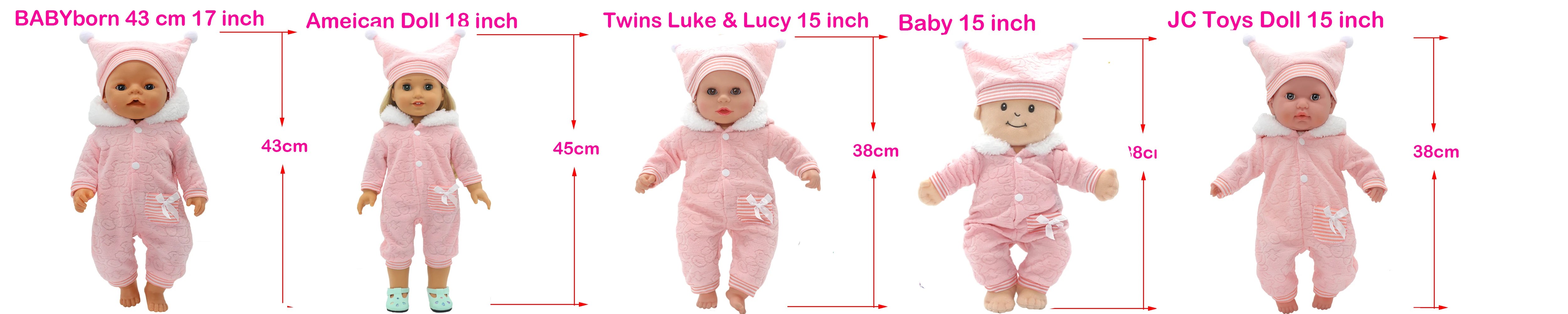 Baby Doll Clothes Red Hooded Clothes Pants Shirt Fit for 43cm Baby Reborn Dolls Boy Clothes for 18' Girl Doll Suit