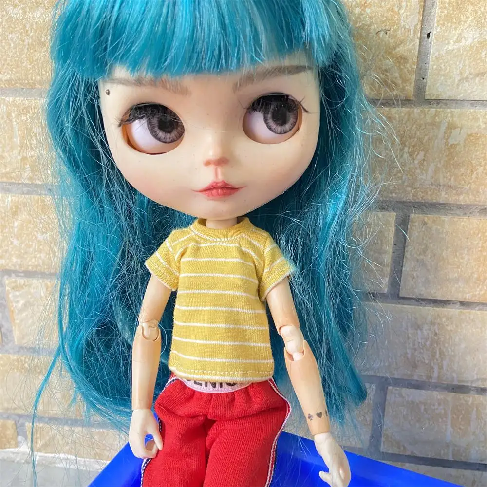 1PCS 1/6 Blyth Clothes,Pure Cotton Stripe T-shirt for azone ob24 pullip blyth 1/6 doll clothes accessories