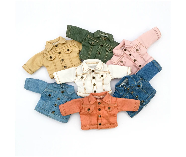 Handmade Ob11 Clothes Fashion Denim Jacket Coat Costume Doll Casual Outfit Accessories For 1/12bjd Dolls, Gsc, Obitsu11 Ymy Doll
