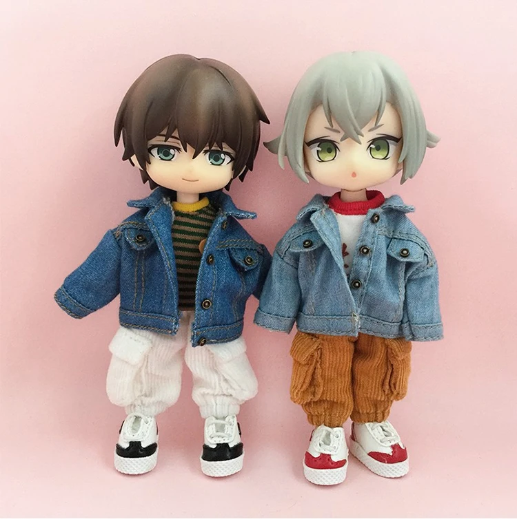Handmade Ob11 Clothes Fashion Denim Jacket Coat Costume Doll Casual Outfit Accessories For 1/12bjd Dolls, Gsc, Obitsu11 Ymy Doll