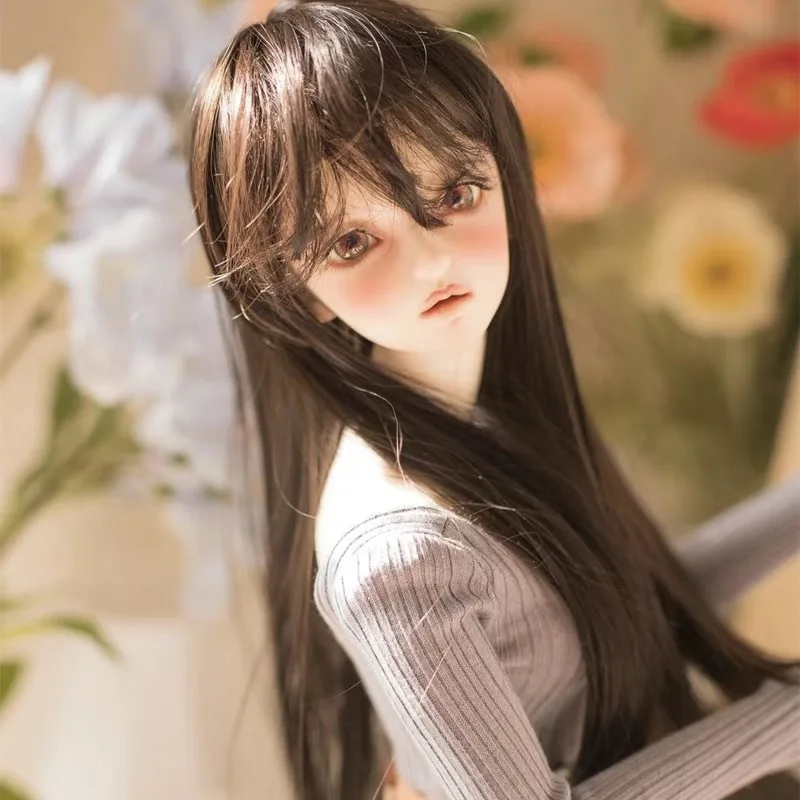 1/6 Bjd Wig Accessories for BJD Doll DIY Toys Light Golden Long Hair with Bangs Dress Up Girl Diy Toys Bjd Doll Wig